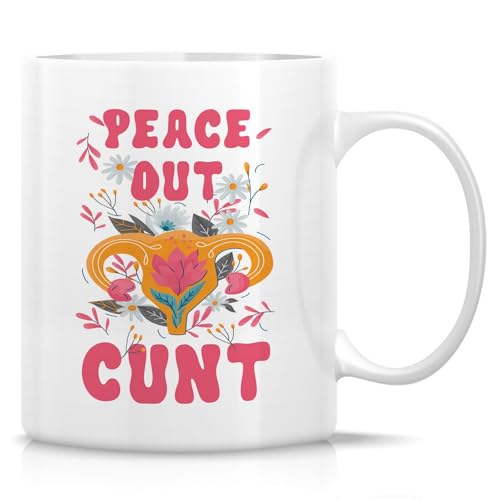 Retreez Lustige Hysterektomie-Tasse – Peace Out Uterus Tasse – 325 ml Keramik-Kaffee- oder Teetasse – lustiges Geschenk zur Genesung der Chirurgie – Geschenk nach Operationen für Freunde, Überlebende von Retreez