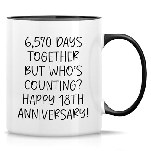 Retreez Lustige Jubiläumstasse - 6570 Days Together Tasse - 311.8 g Keramik Kaffeetasse - Romantisches Geschenk für 18 Jahre Ehe Meilenstein, Ehefrau, Ehemann, Ehepartner, Paar - Weiße Tasse mit Retreez Lustige Jubiläumstasse - 6570 Days Together Tasse - 311.8 g Keramik Kaffeetasse - Romantisches Geschenk für 18 Jahre Ehe Meilenstein, Ehefrau, Ehemann, Ehepartner, Paar - Weiße Tasse mit von Retreez