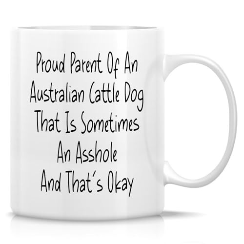 Retreez Lustige Keramik-Kaffeetasse mit Aufschrift "Proud Parent of an Australian Cattle Dog", 325 ml, niedliches Geschenk für australische Rinderhunde, Welpenliebhaber, Hundevater, Hundemutter Retreez Lustige Keramik-Kaffeetasse mit Aufschrift "Proud Parent of an Australian Cattle Dog", 325 ml, niedliches Geschenk für australische Rinderhunde, Welpenliebhaber, Hundevater, Hundemutter von Retreez