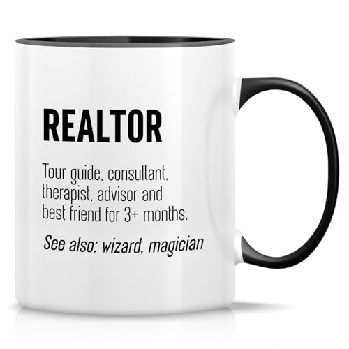 Retreez Lustige Realtor Tasse - Realtor Definition Tasse - 325 ml Keramik Kaffee oder Tee Tasse - Lustiges Geschenk für Immobilienmakler, Makler - Weiße Tasse mit schwarzem Griff und Innenseite Retreez Lustige Realtor Tasse - Realtor Definition Tasse - 325 ml Keramik Kaffee oder Tee Tasse - Lustiges Geschenk für Immobilienmakler, Makler - Weiße Tasse mit schwarzem Griff und Innenseite von Retreez
