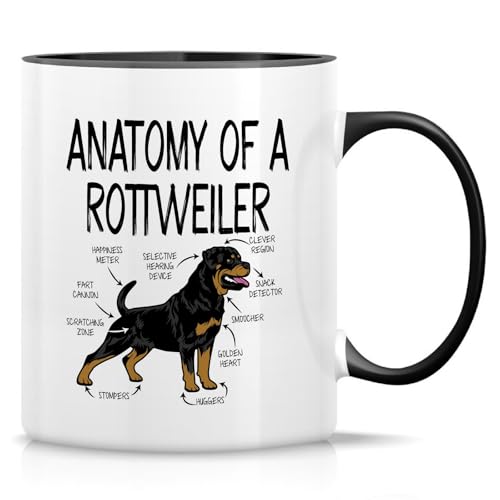 Retreez Lustige Rottweiler-Tasse – Anatomie eines Rottweilers Becher – sarkastische Hunderasse Kaffeetasse – 325 ml Keramik Kaffee oder Tee Tasse – weiße Tasse mit schwarzem Griff und Innenseite Retreez Lustige Rottweiler-Tasse – Anatomie eines Rottweilers Becher – sarkastische Hunderasse Kaffeetasse – 325 ml Keramik Kaffee oder Tee Tasse – weiße Tasse mit schwarzem Griff und Innenseite von Retreez