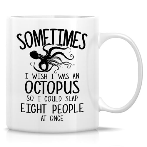 Retreez Lustige Tasse – I Wish I Was an Octopus So I Could Slap 8 People at Once Tasse – 325 ml Keramik Kaffee oder Tee Tasse – sarkastischer Humor Wertschätzung, Geburtstagsgeschenk für Kollegen Retreez Lustige Tasse – I Wish I Was an Octopus So I Could Slap 8 People at Once Tasse – 325 ml Keramik Kaffee oder Tee Tasse – sarkastischer Humor Wertschätzung, Geburtstagsgeschenk für Kollegen von Retreez