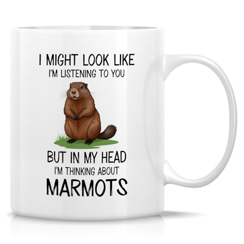 Retreez Lustige Tasse – I'm Thinking About Murmeltier-Tasse – 325 ml Keramik-Kaffee- oder Teetasse – lustiges Geschenk für Murmeltierliebhaber, Wildtier-Fans, Mammalogist, Wildlife Biologe – Gag Retreez Lustige Tasse – I'm Thinking About Murmeltier-Tasse – 325 ml Keramik-Kaffee- oder Teetasse – lustiges Geschenk für Murmeltierliebhaber, Wildtier-Fans, Mammalogist, Wildlife Biologe – Gag von Retreez
