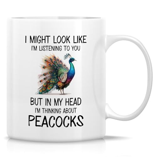 Retreez Lustige Tasse – I'm Thinking About Peacocks Tasse – 325 ml Keramik Kaffee oder Tee Tasse – lustiges Geschenk für Pfauenliebhaber, Vogelbeobachter, Naturbegeisterte, Ornithologen – Geburtstag Retreez Lustige Tasse – I'm Thinking About Peacocks Tasse – 325 ml Keramik Kaffee oder Tee Tasse – lustiges Geschenk für Pfauenliebhaber, Vogelbeobachter, Naturbegeisterte, Ornithologen – Geburtstag von Retreez