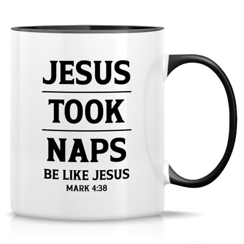 Retreez Lustige Tasse – Jesus Took Naps Be Like Jesus Tasse – 325 ml Keramik Kaffee oder Tee Tasse – lustiges christliches Geschenk für Gläubige, Kirchenfreunde, Pastoren – weiße Tasse mit schwarzem Retreez Lustige Tasse – Jesus Took Naps Be Like Jesus Tasse – 325 ml Keramik Kaffee oder Tee Tasse – lustiges christliches Geschenk für Gläubige, Kirchenfreunde, Pastoren – weiße Tasse mit schwarzem von Retreez