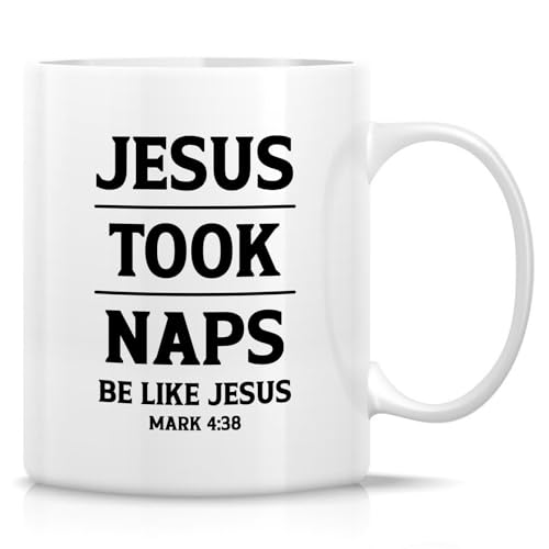 Retreez Lustige Tasse – Tasse mit Aufschrift "Jesus Took Naps Be Like Jesus" – 325 ml Keramik-Kaffee- oder Teetasse – lustiges christliches Geschenk für Gläubige, Kirchenfreunde, Pastoren Retreez Lustige Tasse – Tasse mit Aufschrift "Jesus Took Naps Be Like Jesus" – 325 ml Keramik-Kaffee- oder Teetasse – lustiges christliches Geschenk für Gläubige, Kirchenfreunde, Pastoren von Retreez