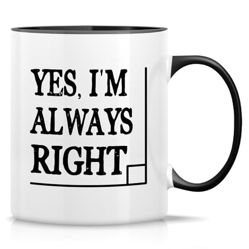Retreez Lustige Tasse – "Yes I'm Always Right" Tasse – 325 ml Keramik-Kaffeetasse – lustiger rechtwinkliger Mathematikliebhaber, Mathematik-Wortspiel Geschenk für Lehrer, Ingenieur, Geek, Student Retreez Lustige Tasse – "Yes I'm Always Right" Tasse – 325 ml Keramik-Kaffeetasse – lustiger rechtwinkliger Mathematikliebhaber, Mathematik-Wortspiel Geschenk für Lehrer, Ingenieur, Geek, Student von Retreez