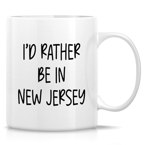 Retreez Lustige Tasse aus New Jersey – I'd Rather Be In New Jersey – 325 ml Keramik-Kaffee- oder Teetasse – lustiges Geschenk für New Jersey-Liebhaber, NJ Eingeborene, Freunde, Kollegen – Staatsstolz Retreez Lustige Tasse aus New Jersey – I'd Rather Be In New Jersey – 325 ml Keramik-Kaffee- oder Teetasse – lustiges Geschenk für New Jersey-Liebhaber, NJ Eingeborene, Freunde, Kollegen – Staatsstolz von Retreez