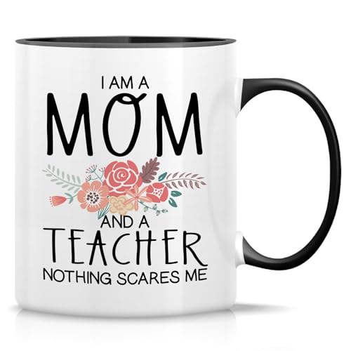 Retreez Lustige Tasse für Lehrermütter – I Am a Mom and a Teacher Nothing Scares Me Tasse – 325 ml Keramik-Kaffee- oder Teetasse – lustiges Geschenk für Mütter, Lehrer, Frauen – weiße Tasse mit Retreez Lustige Tasse für Lehrermütter – I Am a Mom and a Teacher Nothing Scares Me Tasse – 325 ml Keramik-Kaffee- oder Teetasse – lustiges Geschenk für Mütter, Lehrer, Frauen – weiße Tasse mit von Retreez