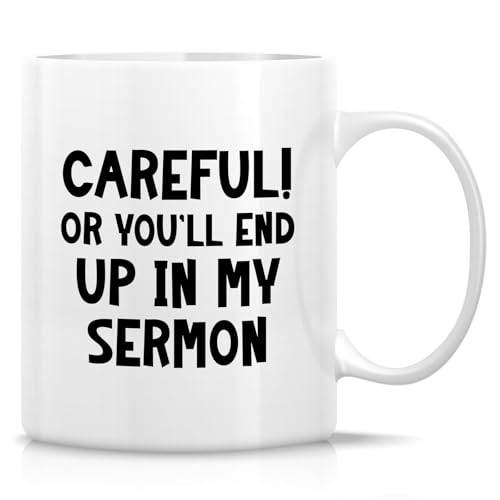 Retreez Lustige Tasse für Pastor – "Careful You'll End Up In My Premon" – Keramik-Kaffeetasse – lustiges Geschenk für Prediger, Pastor, Kirchenführer – religiöses Ministerium, Pastor Wertschätzung Retreez Lustige Tasse für Pastor – "Careful You'll End Up In My Premon" – Keramik-Kaffeetasse – lustiges Geschenk für Prediger, Pastor, Kirchenführer – religiöses Ministerium, Pastor Wertschätzung von Retreez