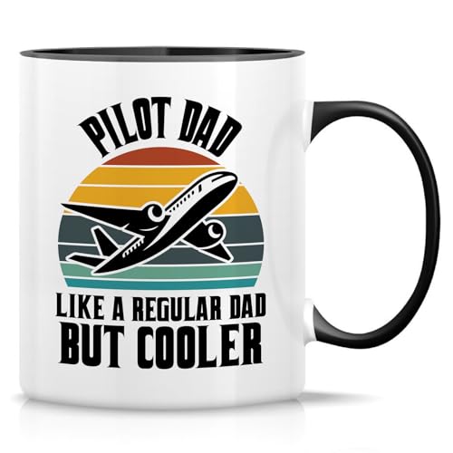 Retreez Lustige Tasse für Pilot Dad - 325 ml Keramik Kaffee oder Tee Tasse - Lustiges Geschenk für coolen Vater, der fliegt, Luftfahrt-Enthusiasten, Flugzeugkapitän, Pilot - Weiße Tasse mit schwarzem Retreez Lustige Tasse für Pilot Dad - 325 ml Keramik Kaffee oder Tee Tasse - Lustiges Geschenk für coolen Vater, der fliegt, Luftfahrt-Enthusiasten, Flugzeugkapitän, Pilot - Weiße Tasse mit schwarzem von Retreez