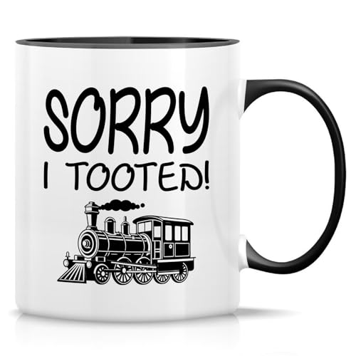 Retreez Lustige Tasse für Zugliebhaber – Sorry I Tooted Tasse – 325 ml Keramik-Kaffeetasse – lustiges Geschenk für Eisenbahn-Enthusiasten, Eisenbahnfan, Zugfan, Kollegen – weiße Tasse mit schwarzem Retreez Lustige Tasse für Zugliebhaber – Sorry I Tooted Tasse – 325 ml Keramik-Kaffeetasse – lustiges Geschenk für Eisenbahn-Enthusiasten, Eisenbahnfan, Zugfan, Kollegen – weiße Tasse mit schwarzem von Retreez