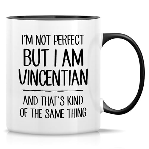 Retreez Lustige Tasse mit Aufschrift "I'm Not Perfect but I Am Vincentian", 325 ml, Keramiktasse für Kaffee oder Tee, lustiges Geschenk des Heiligen Vincent Pride für Kollegen, weiße Tasse mit Retreez Lustige Tasse mit Aufschrift "I'm Not Perfect but I Am Vincentian", 325 ml, Keramiktasse für Kaffee oder Tee, lustiges Geschenk des Heiligen Vincent Pride für Kollegen, weiße Tasse mit von Retreez