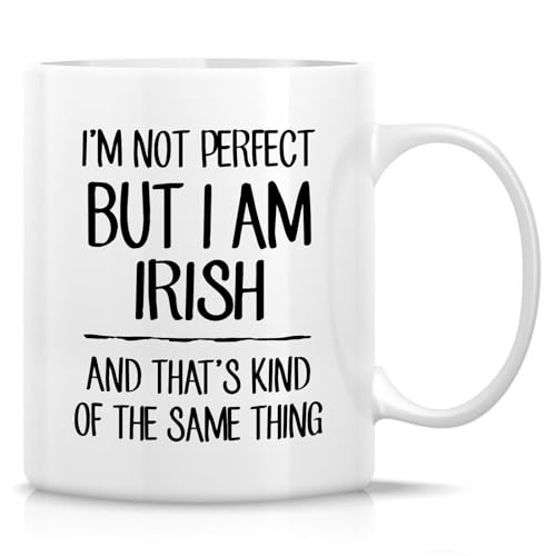 Retreez Lustige Tasse mit der Aufschrift "I'm Not Perfect But I'm irish", 325 ml, Keramik-Kaffee- oder Teetasse – humorvolles sarkastisches irisches Geschenk für Irland-Liebhaber, irisches Erbe Retreez Lustige Tasse mit der Aufschrift "I'm Not Perfect But I'm irish", 325 ml, Keramik-Kaffee- oder Teetasse – humorvolles sarkastisches irisches Geschenk für Irland-Liebhaber, irisches Erbe von Retreez