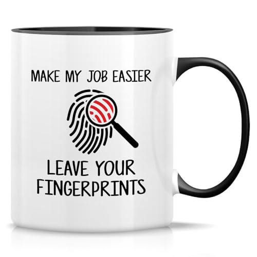 Retreez Lustige Tatort-Ermittler Tasse – 325 ml Keramik-Kaffeetasse – lustiges Geschenk für Forensic Investigator, Forensic Scientist, Criminal Investigator – Weiße Tasse mit schwarzem Griff und von Retreez