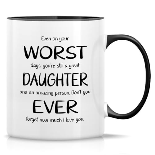 Retreez Lustige Tochter Tasse – sarkastische Worst Daughter Ever-Tasse – 325 ml Keramik-Kaffeetasse – lustiges Geschenk von Mama oder Papa an Tochter – Geburtstag, Abschluss, weiße Tasse mit schwarzem Retreez Lustige Tochter Tasse – sarkastische Worst Daughter Ever-Tasse – 325 ml Keramik-Kaffeetasse – lustiges Geschenk von Mama oder Papa an Tochter – Geburtstag, Abschluss, weiße Tasse mit schwarzem von Retreez
