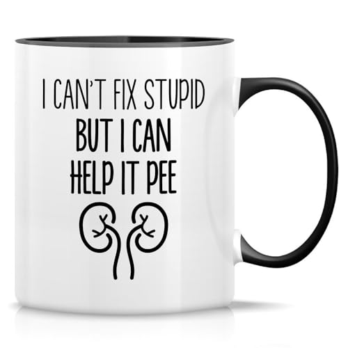 Retreez Lustige Urologen-Tasse – 325 ml Keramik Kaffee oder Tee Tasse – Lustiges Geschenk für Urologen, Nephrologen, Nierenarzt, Urologie Medizinstudent – Weiße Tasse mit schwarzem Griff und Retreez Lustige Urologen-Tasse – 325 ml Keramik Kaffee oder Tee Tasse – Lustiges Geschenk für Urologen, Nephrologen, Nierenarzt, Urologie Medizinstudent – Weiße Tasse mit schwarzem Griff und von Retreez