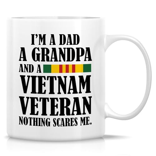 Retreez Lustige Vietnam-Tasse mit der Aufschrift "I'm a Dad a Grandpa and a Vietnam" Veteran Nothing Scares Me – Keramik-Kaffee- oder Teetassen – sarkastisches lustiges Geburtstagsgeschenk für Retreez Lustige Vietnam-Tasse mit der Aufschrift "I'm a Dad a Grandpa and a Vietnam" Veteran Nothing Scares Me – Keramik-Kaffee- oder Teetassen – sarkastisches lustiges Geburtstagsgeschenk für von Retreez