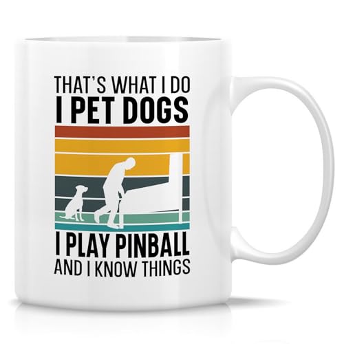 Retreez Lustige Vintage-Tasse mit Flippergamer und Hundeliebhaber, Keramik, 325 ml, lustiges Geschenk für Retro-Arcade-Fans, Flipper-Liebhaber und Hundebesitzer, Geburtstagsgeschenk Retreez Lustige Vintage-Tasse mit Flippergamer und Hundeliebhaber, Keramik, 325 ml, lustiges Geschenk für Retro-Arcade-Fans, Flipper-Liebhaber und Hundebesitzer, Geburtstagsgeschenk von Retreez