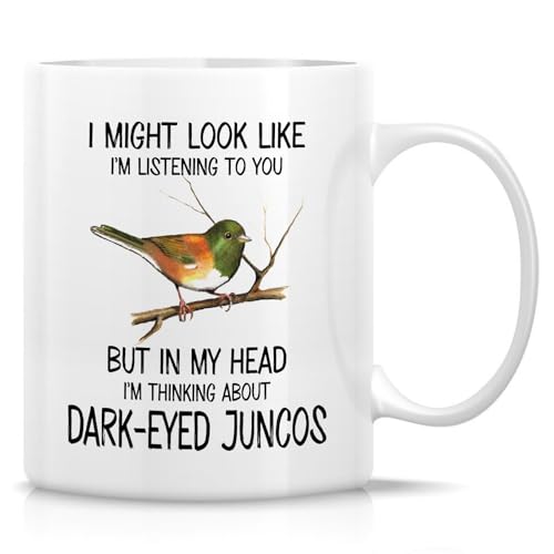 Retreez Lustige Vogeltasse – I'm Thinking About Dark-Eyed Juncos Tasse – 325 ml Keramik-Kaffee- oder Teetasse – lustiges Geschenk für Vogelbeobachter, dunkeläugige Junco-Liebhaber, Ornithologen Retreez Lustige Vogeltasse – I'm Thinking About Dark-Eyed Juncos Tasse – 325 ml Keramik-Kaffee- oder Teetasse – lustiges Geschenk für Vogelbeobachter, dunkeläugige Junco-Liebhaber, Ornithologen von Retreez