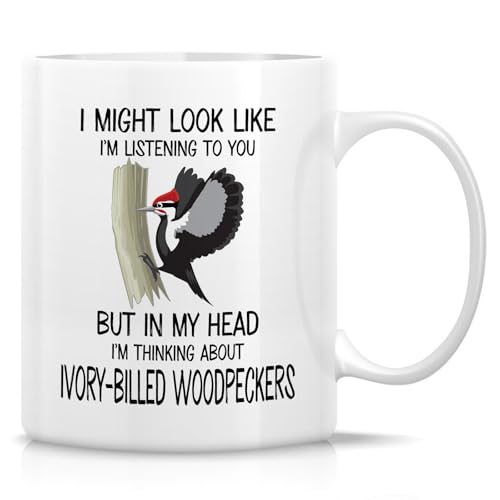 Retreez Lustige Vogeltasse – I'm Thinking About Ivory Billled Woodpeckers Tasse – 325 ml Keramik Kaffee oder Tee Tasse – Lustiges Geschenk für Vogelbeobachter, Specht-Liebhaber, Ornithologen Retreez Lustige Vogeltasse – I'm Thinking About Ivory Billled Woodpeckers Tasse – 325 ml Keramik Kaffee oder Tee Tasse – Lustiges Geschenk für Vogelbeobachter, Specht-Liebhaber, Ornithologen von Retreez