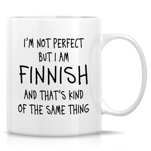 Retreez Lustige finnische Tasse – I'm Not Perfect But I'm Finnish Tasse – 325 ml Keramik Kaffee oder Tee Tasse – Humorvolles sarkastisches finnisches Stolzgeschenk für Finnland-Enthusiasten, Kollegen von Retreez