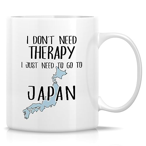 Retreez Lustige japanische Tasse mit Aufschrift "Just Need To Go To Japan", Tokyo Liebhaber, 325 ml, Keramik-Kaffeetassen – Sarkasmus, sarkastisch, motivierend, inspirierend, Reise-Geburtstagsgeschenk von Retreez