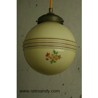 Vintage Deutsche Glas Pendelleuchte von RetroAndy
