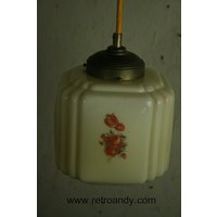 Vintage Deutsche Glas Pendelleuchte von RetroAndy