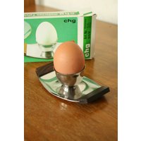 Vintage Eierbecher Aus Edelstahl Mit Teakholz Griffen Von Chg von RetroAndy