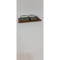 Vintage Teak Und Glas Butterschalen Vintage Teak Und Glas Butterschalen von RetroAndy