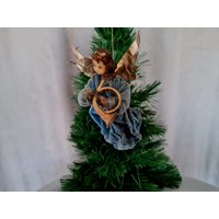 Antiker Wachsengel Im Blauen Samtkleid. Retro Christbaumschmuck Made in Germany #61 von RetroChristmaTheatre