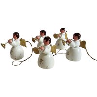 Vintage Erzgebirge 5Er Set Holzengel Musiker Handbemalte Weihnachtsdekoration #197 von RetroChristmaTheatre