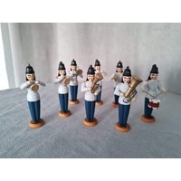 Vintage Erzgebirge Holz Set Miniatur 8 Musiker Weihnachten Handgemalt Dekoration #169 von RetroChristmaTheatre