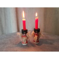 Vintage Retro Erzgebirge Holz Paar Soldaten Weihnachten Handbemalte Kerzenständer #218 von RetroChristmaTheatre
