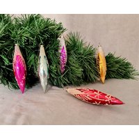 Vintage Retro Set Von 5 Сhristmas Baum Handbemalte Dekorationen Czechoslovakia 60Er #153 von RetroChristmaTheatre