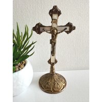 Antikes Tischkreuz Mit Dem Bild Von Jesus, Antikes Kruzifixkreuz Des Leibes Christi von RetroCommode
