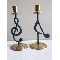 Set Von Zwei Vintage Messing Notenkerzenhaltern von RetroCommode