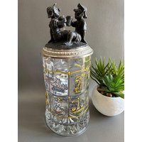 Vintage Bierkrug Mit Transparentem Glas Und Zinndeckel Von Bmf Germany von RetroCommode