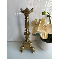 Vintage Bronzefarbener Altarkerzenhalter Für Eine Kerze von RetroCommode