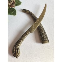 Vintage Guss Messingmesser Mit Markierter Klinge Türkiye, Brieföffner Scheide von RetroCommode