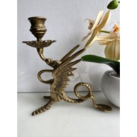 Vintage Messing Dragon Tischkerzenhalter von RetroCommode