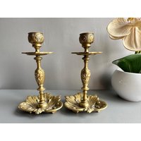 Vintage Paar Kerzenständer Aus Bronze von RetroCommode