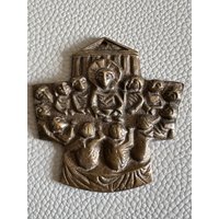 Vintage Religiöses Bronzekreuz "Das Letzte Abendmahl" Mit Dem Bild Von Jesus Christ von RetroCommode