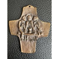 Vintage Wandbehang Religiöses Bronzekreuz von RetroCommode