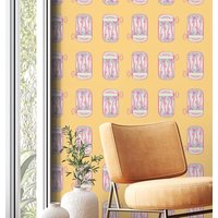 Funky Pop Art Fish Can Tapete, Akzent Retro Entfernbare Selbstklebende Gelbe Coole Tapete von RetroDesignWallpaper