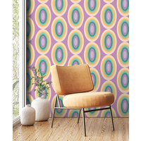 Funky Purple Tapete, Akzent Retro Entfernbare Selbstklebende Bunte Coole Tapete von RetroDesignWallpaper