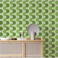 Grüne Tapete, Schälen Und Kleben Groovy Akzent Retro Abnehmbare Selbstklebende Funky Vintage 70Er Jahre Cooles Muster von RetroDesignWallpaper