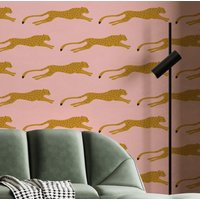 Rosa Geparden Schälen Und Aufkleben Tapete, Leopard Akzent Retro Entfernbare Selbstklebende Boho Tapete von RetroDesignWallpaper
