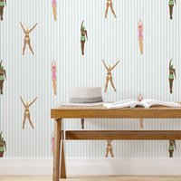 Peel & Stick Schwimmer Tapete, Blumen Vintage Abnehmbare Retro Selbstklebende & von RetroDesignWallpaper